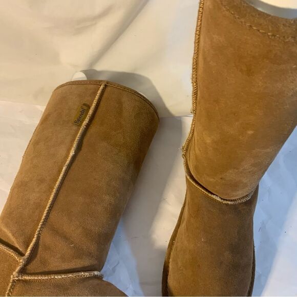 Bjorndal Women Size 8 Mid Calf Boots Sheepskin Lined Leather Tan Fall Winter - Picture 12 of 15